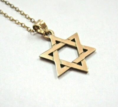 Solid 10K Yellow Gold Star of David Pendant & 14K GF Cable Chain Necklace Set RL - Image 1 of 4