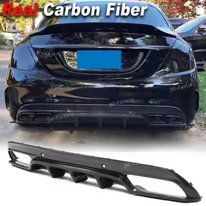 Labio difusor parachoques trasero de fibra de carbono para Benz W205 C250 Sport C43 C63 2015-2019 - Imagen 1 de 11
