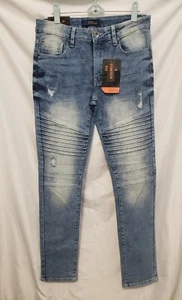 Regal Exchange Jeans Men 30x32 Blue Distressed Moto Slim Leg - Picture 1 of 11