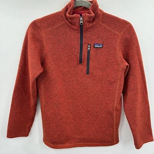 Patagonia Boys 1/4 Zip Better Sweater Size 12 Large Heathered Orange Long Sleeve - Picture 1 of 8