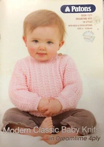 Patons Modern Classics Baby knits 4ply knitting pattern no.1271 sizes 0-18 month - Picture 1 of 18