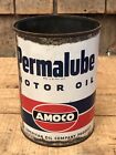 Vintage Permalube Motor Oil Amoco 1 Qt Gas Service Station Tin Can Sign