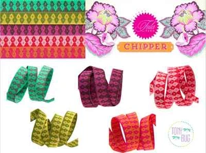 3/8 Inch Wanderer Tula Pink Chipper Ribbon ~ Renaissance Ribbons Woven Jacquard - Picture 1 of 13