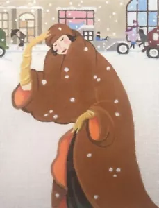 Needlepoint Handpainted Raymond Crawford Winter Lady 8x10 - Picture 1 of 4