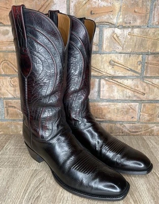 Lucchese Classics Vintage Western Boots Goatskin Black Cherry L6608 Size 12A - Image 1 of 4
