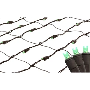 NORTHLIGHT 2' x 8' Green LED Net Style Tree Wrap Christmas Lights - Brown Wire - Picture 1 of 4