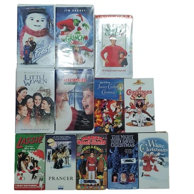 Lot 12 VHS Christmas Story Santa Clause Grinch Miracle 34th Frost Prancer Lassie - Image 1 of 4