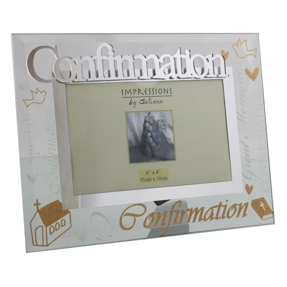Marco de fotos de vidrio 6 x 4 letras brillantes - Confirmación Foto 1 de 1