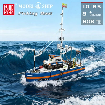 Mould King 10185 Fishing Boat Building Blocks, 808 PCS Ship Model w Coastal Pier - Image 1 of 4