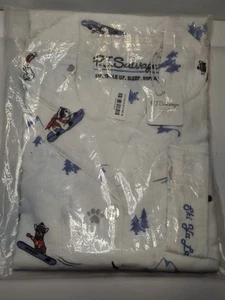 Pj Salvage Flannel Pj Top & Bottom, NWT, Dogs Skiing, "Ski Ya Later". Size Med. - Picture 1 of 10