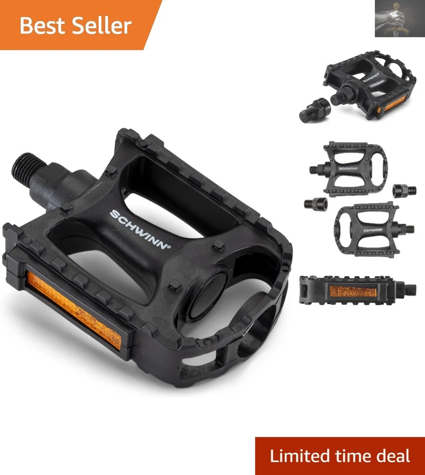 Mejora tu paseo con pedales de bicicleta duraderos de 1/2" y 9/16" - Juego de 2, plateados/negros Foto 1 de 4