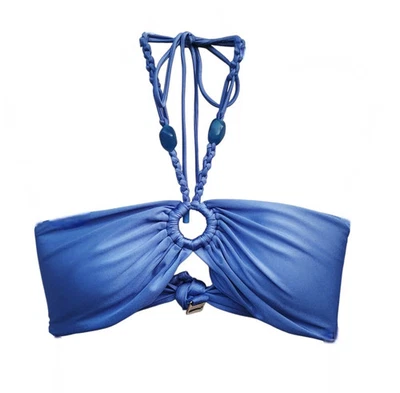 Top de natación rojo Carter Shine Boho bandeau azul junta tórica halter cuentas para mujer talla XL Foto 1 de 4