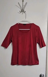 Akris  100% Silk Top Womens Sz 8 Red Boho Minimalist Preppy With Defects  - Picture 1 of 14