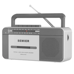 SEMIER Retro Lettore di Cassette Registratore Boombox con Radio AM/FM Stereo, AC o... - Foto 1 di 8