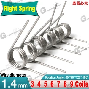Torsion Spring (pack of 10), 1.4mm wire diameter, 7mm - 15mm OD, Right spring - Picture 1 of 25