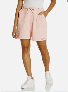 Gloria Vanderbilt "Jenna Bermuda" pantaloncino donna S misto lino rosa elastico in vita - Foto 1 di 7