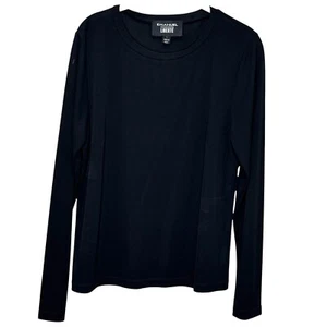 Emanual Ungaro Liberte Black Top Size Large Long Sleeve Minimalist Slow Fashion - Picture 1 of 6