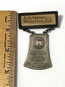 Antike 1920er Nat'l Camp Clerks Assn Rochester NY St. Louis Pin Abzeichen Medaille - Bild 1 von 6