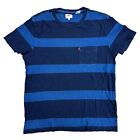 Levis Striped T-Shirt Regular Casual Short Sleeve Blue Mens Large