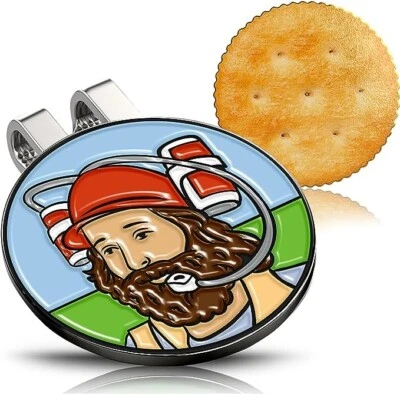 Happy Gilmore Caddy Funny Golf Ball Marker w Magnetic Hat Clip & BONUS Cracker!