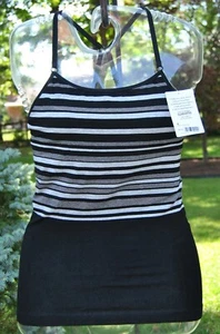 ATHLETA Back to Basic Tank w/Shelf Bra S 4/6 Black/Gray NWT - Picture 1 of 3