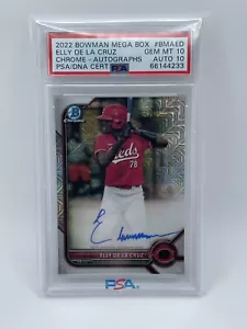 2022 Bowman Mega Box Chrome Auto Elly De La Cruz #BMA-ED Gem Mint PSA 10 Auto 10 - Bild 1 von 2