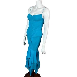 Betsey Johnson Kleid Gr. 2 XS Meerjungfrau Vintage Träger 90er blau türkis Seide - Bild 1 von 11