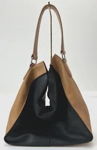 Linea Pelle Tan & Black Pebbled Leather Hobo Slouchy Shoulder Bag Large Purse - Bild 1 von 24