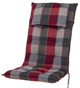 Auflage Hochlehner Inco 10475-310 grau-rot kariert 120x50x8 cm Sun Garden