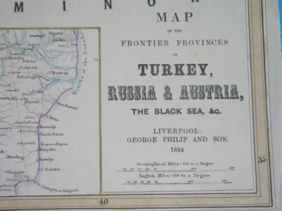 1854 ORIGINAL MAP SERBIA POLAND UKRAINE RUSSIA HUNGARY ROMANIA BULGARIA CAUCASUS - Image 1 of 4