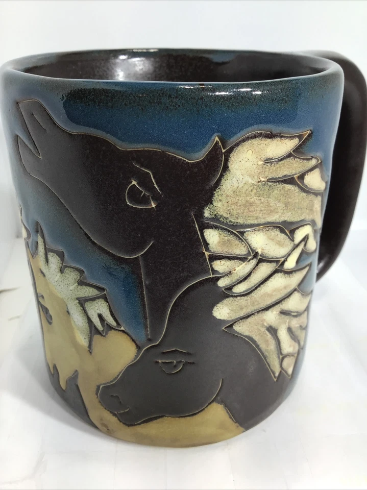 WILDHORSE POTTERY COFFEE MUG. MARA MEX STONEWARE MUG. Art Deco Mug. B255