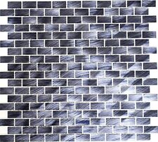 Aluminio metal mosaico azulejos Brick negro muro baño WC 48-0304_f | 10 esteras