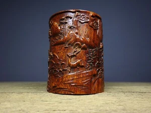 Old Tibetan rosewood hand carved, rising all the way to the pen holder - Picture 1 of 9