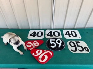 7 Vintage Motorcycle Racing Number Plates Side Front Motocross MX Dirt Bike Baja - Foto 1 di 13