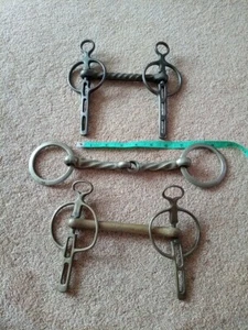 Vintage Heavy Horse Bits X3 , Collectors, Display , Horse Tack Saddlery Metal - Picture 1 of 15
