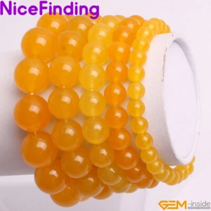 Pulseras elásticas con cuentas de jade amarillo joyería 7,5" mujeres hombres 6 mm 8 mm 10 mm 12 mm - Imagen 1 de 26
