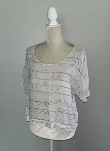 Cloth & Stone Anthropologie Short Sleeve Top Lyocell White Sheer Blouse Shirt S - Picture 1 of 11