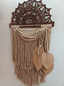 Arte macramé trabajo en madera pared colorida decoración del hogar diseño abstracto regalo de boda - Imagen 1 de 18
