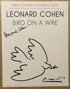 LEONARD COHEN SIGNED MUSICIAN BIRD ON A WIRE 11X14 PHOTO PSA/DNA