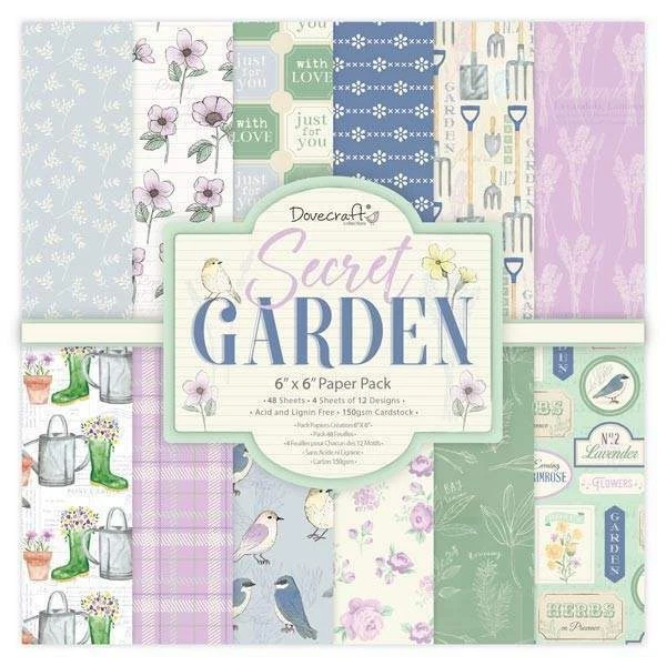 PAQUETE DE PAPEL DE MUESTRA DOOMECRAFT 12 X 6"" *JARDÍN SECRETO* PARA TARJETAS Y ARTESANÍAS