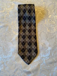 CORBATA BACHRACH MADE IN ITALY Patrón Geométrico 100% SEDA Negra/Dorada - Imagen 1 de 2