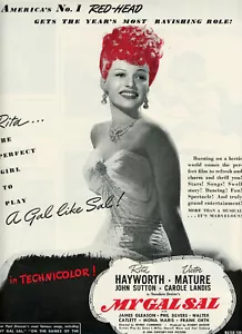 1942 Original RITA HAYWORTH Movie Ad. My Gal Sal. America's Number 1 Redhead - Picture 1 of 1