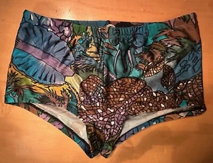 Men’s Vintage Tiger's Eye Shorts Briefs Trunks Retro Lycra Nylon Swimwear Small - Picture 1 of 2