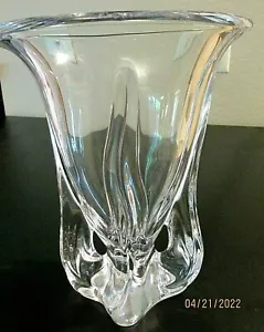 VASO CRISTALLO VINTAGE ART VANNES De CHATEL -FRANCIA -FIRMATO- 9 3/4 POLLICI - Foto 1 di 6