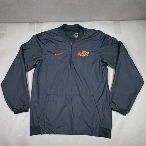 Oklahoma State Cowboys Jacket Mens Small Black Nike Storm Fit Windbreaker Pokes Cover