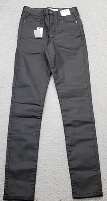 Calça Topshop Jamie Feminina 4 Preta Lavagem Escura Ponto Único Perna Reta Elástica - Imagem 1 de 4