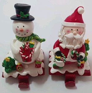 Kurt Adler Porta Calze Natalizie, Pasta Argilla Babbo Natale e Pupazzo di Neve, 6" (Set di 2) - Foto 1 di 10