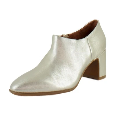 Saltos femininos aerossóis Melina couro metal dourado - Imagem 1 de 4