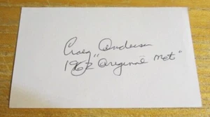 Tarjeta de índice autografiada de Craig Anderson firmada 3X5 MLB béisbol de los Mets de Nueva York - Imagen 1 de 3