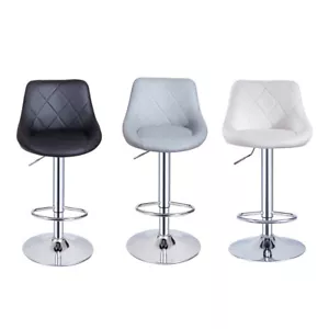 2 x Bar Stools Mid Back Armless Oval Seat Gas Lift Swivel Cafe Breakfast Stool - Picture 1 of 46
